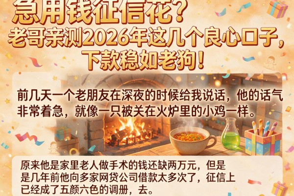急用钱征信花？老哥亲测2026年这几个良心口子，下款稳如老狗！