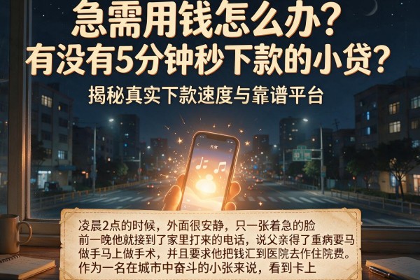 急需用钱怎么办？有没有5分钟秒下款的小贷？揭秘真实下款速度与靠谱平台