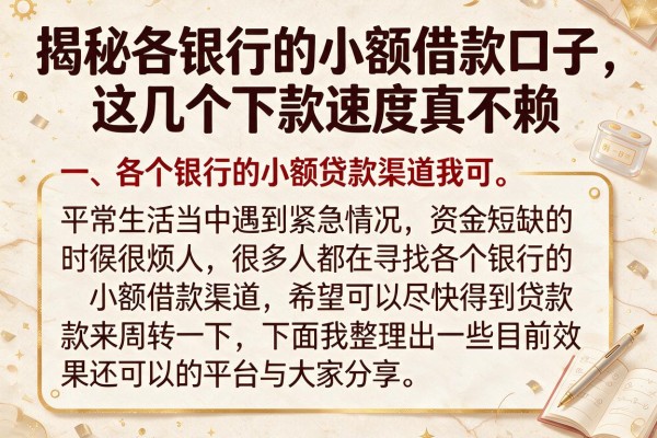 揭秘各银行的小额借款口子，这几个下款速度真不赖