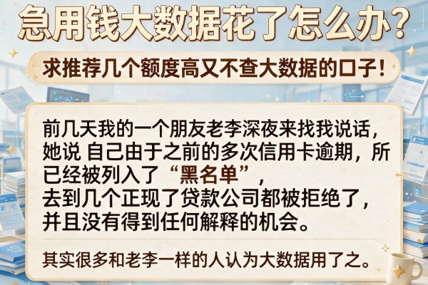急用钱大数据花了怎么办？求推荐几个额度高又不查大数据的口子！