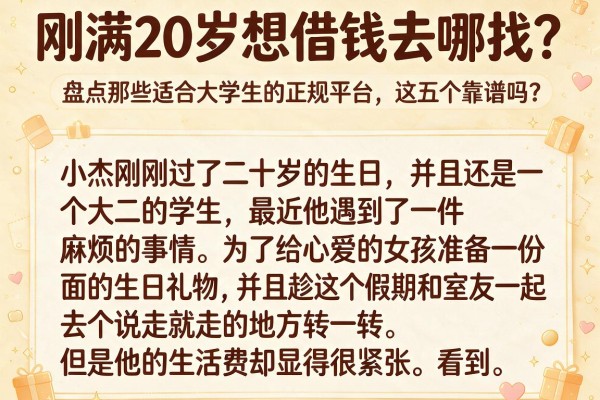 刚满20岁想借钱去哪找？盘点那些适合大学生的正规平台，这五个靠谱吗？