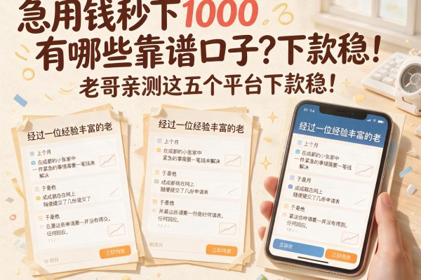 急用钱秒下1000有哪些靠谱口子？老哥亲测这五个平台下款稳！