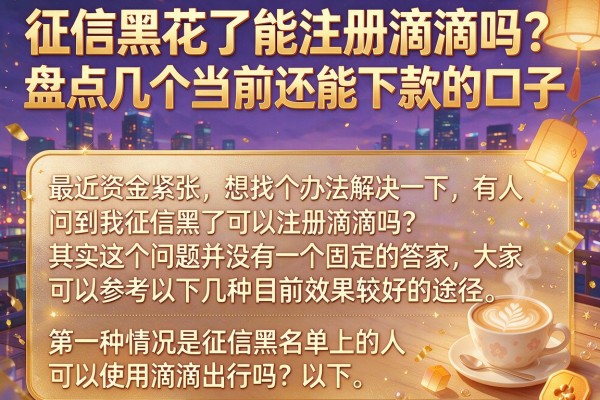 征信黑花了能注册滴滴吗？盘点几个当前还能下款的口子