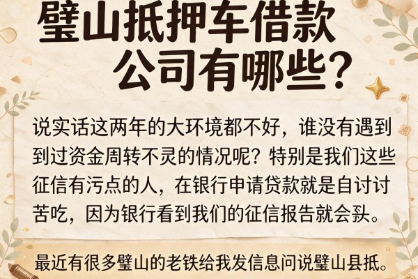 璧山抵押车借款公司有哪些？亲身跑了几家总结的经验