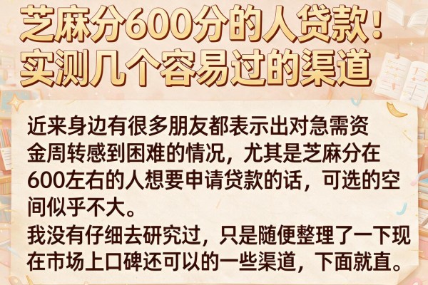 芝麻分600分的人贷款：实测几个容易过的渠道