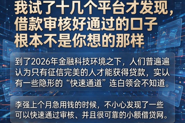 我试了十几个平台才发现，借款审核好通过的口子根本不是你想的那样