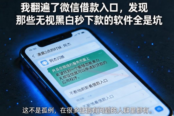 我翻遍了微信借款入口，发现那些无视黑白秒下款的软件全是坑