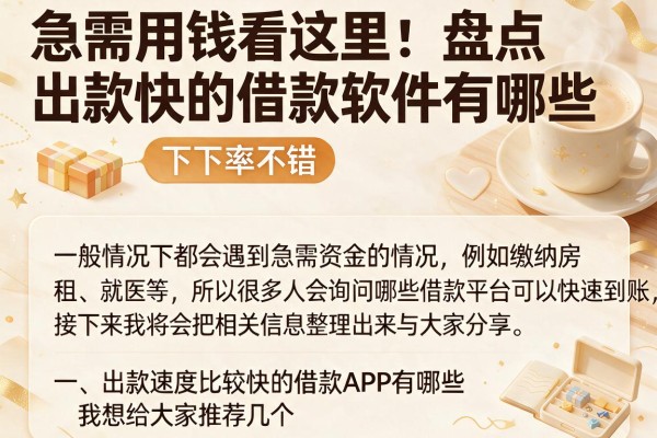 急需用钱看这里，盘点出款快的借款软件有哪些，下款率不错