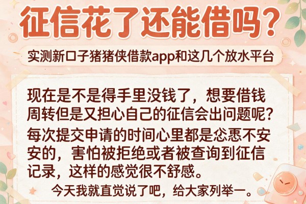 征信花了还能借吗？实测新口子猪猪侠借款app和这几个放水平台