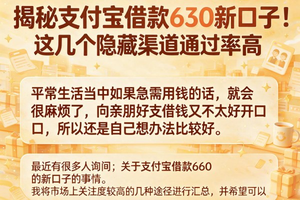 揭秘支付宝借款660新口子,这几个隐藏渠道通过率高
