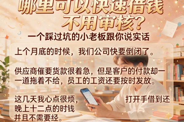 哪里可以快速借钱不用审核？一个踩过坑的小老板跟你说实话