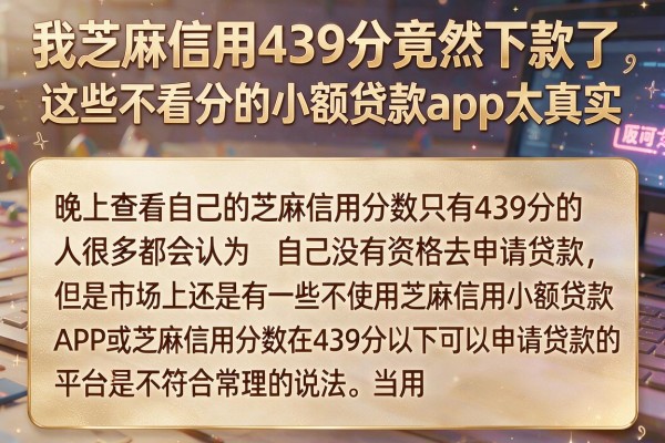 我芝麻信用439分竟然下款了，这些不看分的小额贷款app太真实