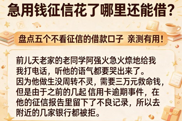 急用钱征信花了哪里还能借?盘点五个不看征信的借款口子,亲测有用!