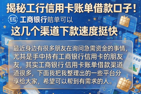 揭秘工行信用卡账单借款口子，这几个渠道下款速度挺快