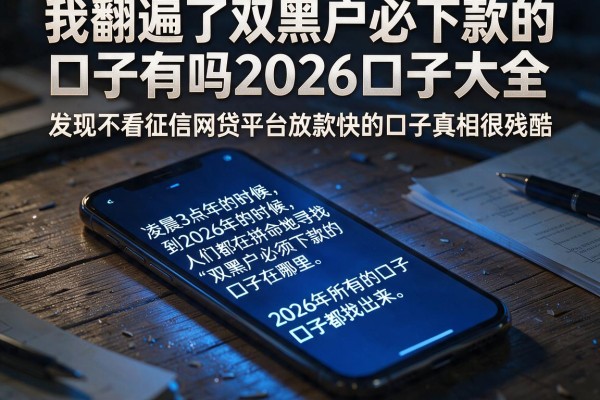 我翻遍了双黑户必下款的口子有吗2026口子大全，发现不看征信网贷平台放款快的口子真相很残酷
