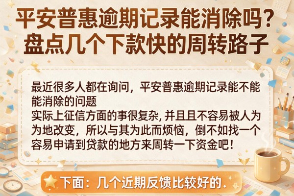 平安普惠逾期记录能消除吗？盘点几个下款快的周转路子
