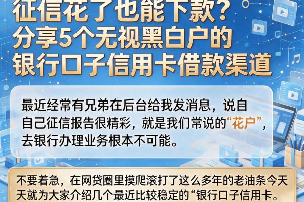 征信花了也能下款？分享5个无视黑白户的银行口子信用卡借款渠道