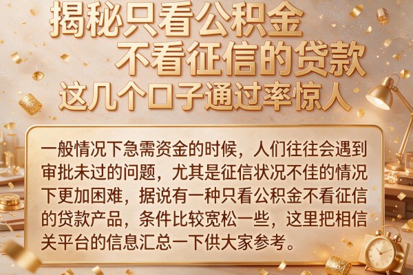 揭秘只看公积金不看征信的贷款，这几个口子通过率惊人