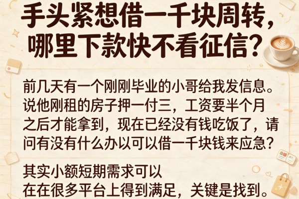 手头紧想借一千块周转，哪里下款快不看征信？