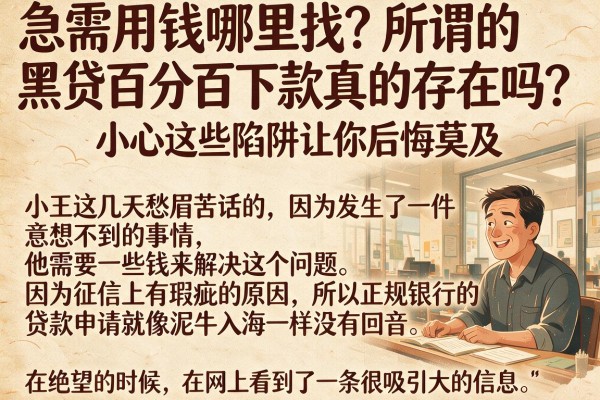 急需用钱哪里找？所谓的黑贷百分百下款真的存在吗？小心这些陷阱让你后悔莫及