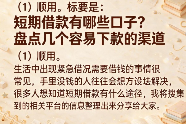 短期借款有哪些口子？盘点几个容易下款的渠道