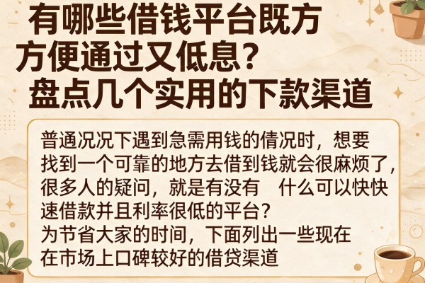 有哪些借钱平台既方便通过又低息？盘点几个实用的下款渠道