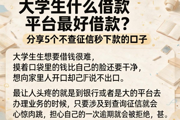 大学生什么借款平台最好借款?分享5个不查征信秒下款的口子