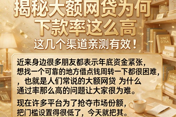 揭秘大额网贷为何下款率这么高，这几个渠道亲测有效