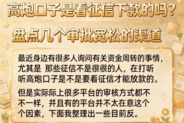 高炮口子是看征信下款的吗？盘点几个审批宽松的渠道