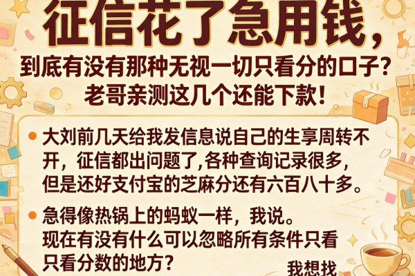 征信花了急用钱，到底有没有那种无视一切只看分的口子？老哥亲测这几个还能下款！