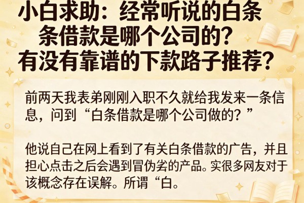 小白求助：经常听说的白条借款是哪个公司的？有没有靠谱的下款路子推荐？