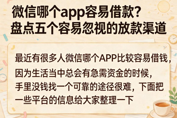 微信哪个app容易借款？盘点五个容易忽视的放款渠道