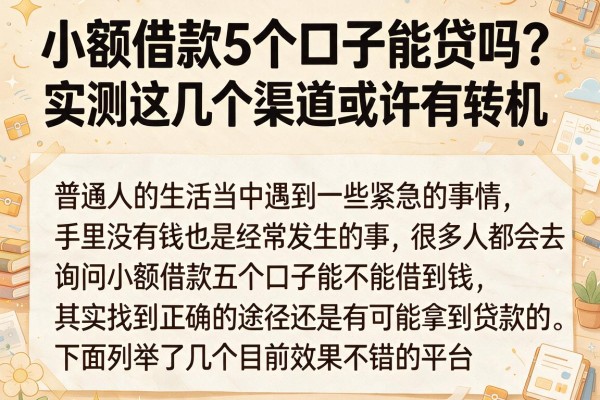 小额借款5个口子能贷吗？实测这几个渠道或许有转机