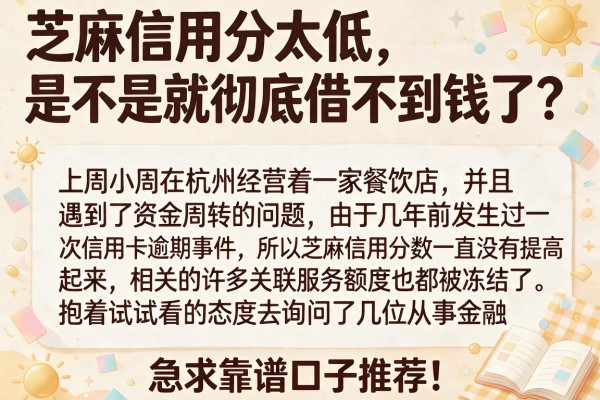 芝麻信用分太低，是不是就彻底借不到钱了？急求靠谱口子推荐！