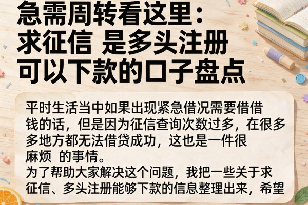 急需周转看这里：求征信是多头注册可以下款的口子盘点