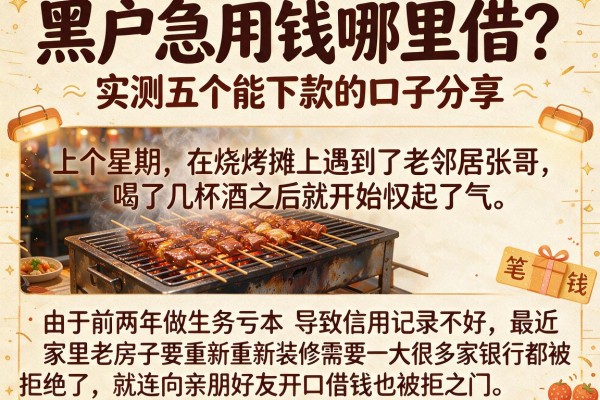 黑户急用钱哪里借？实测五个能下款的口子分享