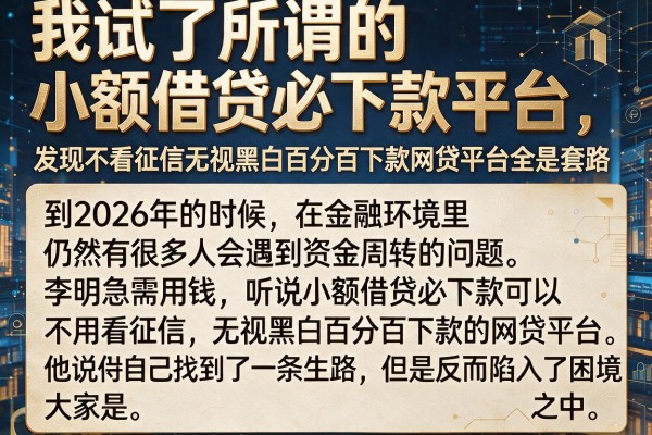 我试了所谓的小额借贷必下款平台，发现不看征信无视黑白百分百下款网贷平台全是套路