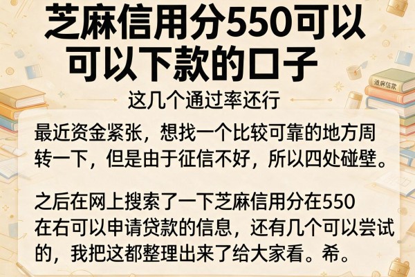 芝麻信用分550可以下款的口子，这几个通过率还行