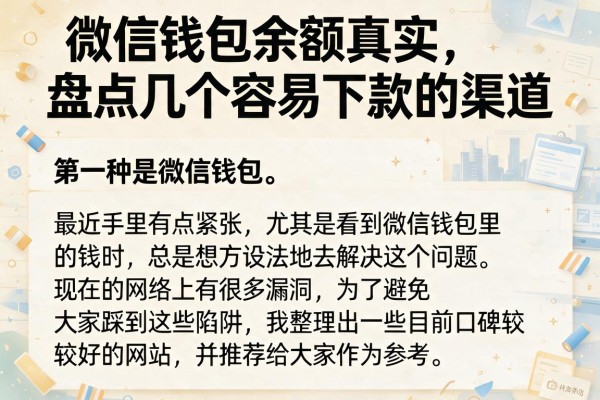 微信钱包余额真实，盘点几个容易下款的渠道
