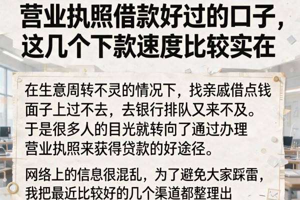 营业执照借款好过的口子，这几个下款速度比较实在
