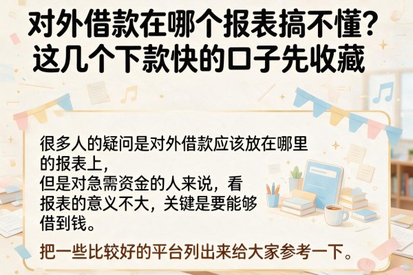 对外借款在哪个报表搞不懂？这几个下款快的口子先收藏