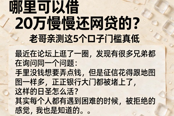 哪里可以借20万慢慢还网贷的?老哥亲测这5个口子门槛真低