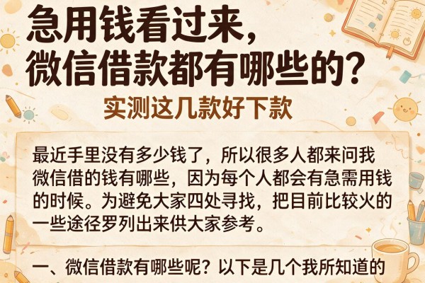 急用钱看过来，微信借款都有哪些的？实测这几款好下款