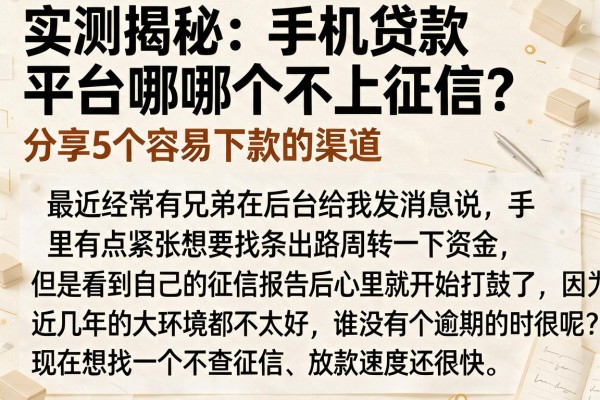 实测揭秘：手机贷款平台哪个不上征信？分享5个容易下款的渠道