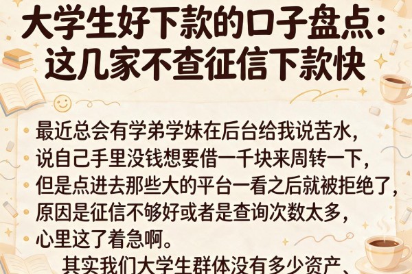 大学生好下款的口子盘点：这几家不查征信下款快