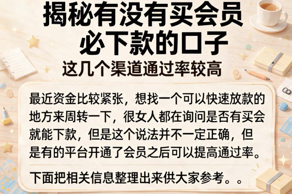揭秘有没有买会员必下款的口子，这几个渠道通过率较高