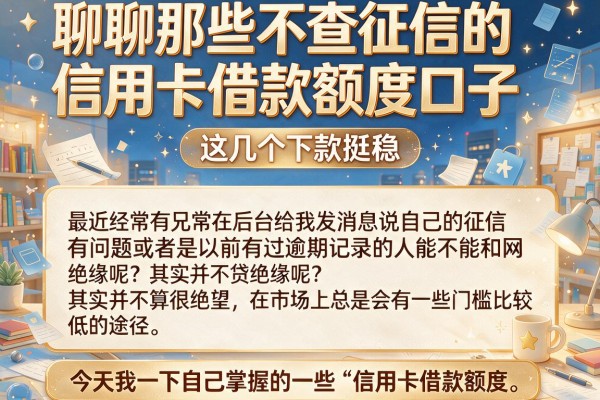 聊聊那些不查征信的信用卡借款额度口子，这几个下款挺稳