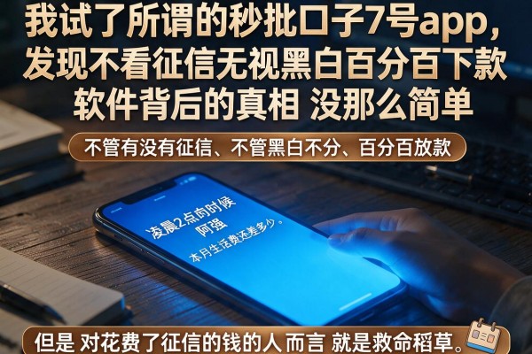 我试了所谓的秒批口子7号app，发现不看征信无视黑白百分百下款软件背后的真相没那么简单