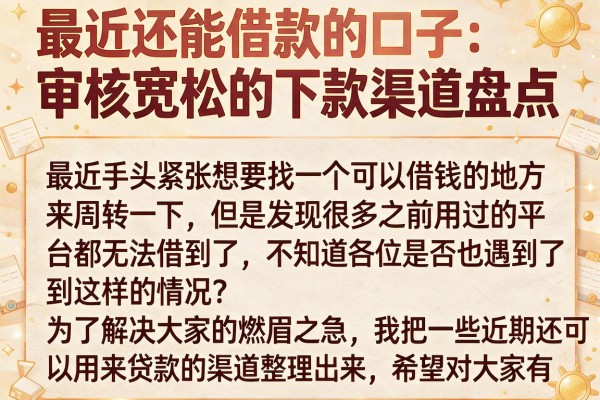 最近还能借款的口子：审核宽松的下款渠道盘点