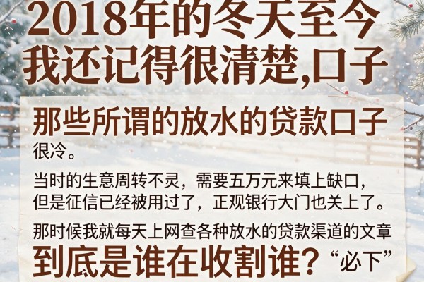 那些所谓的放水的贷款口子 文章，到底是谁在收割谁？